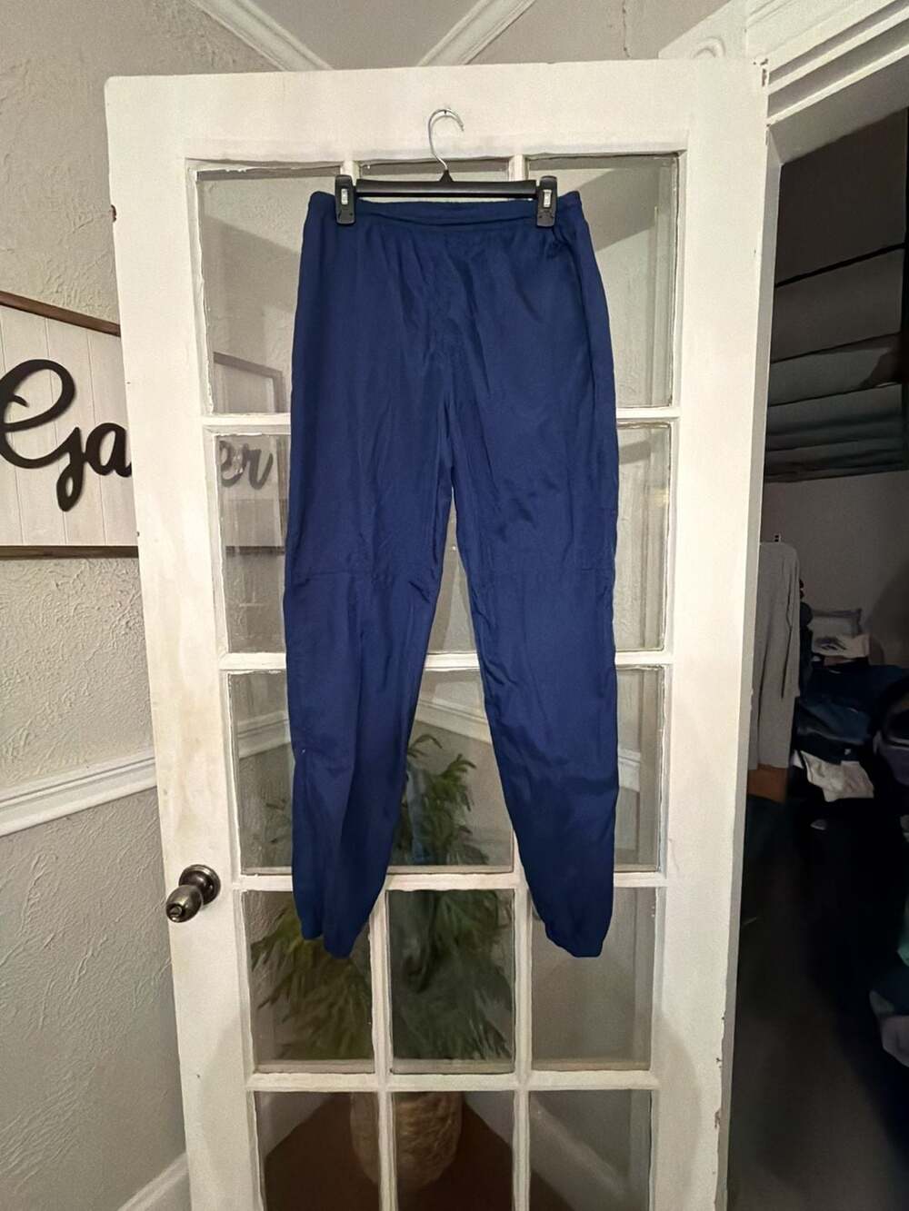 Nike Vintage Windbreaker Track Pants Size M Navy Blue Nylon